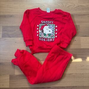Baby Toddler's Vintage 80's Snoopy Charlie Brown Christmas Red Sweatsuit Sz 4T